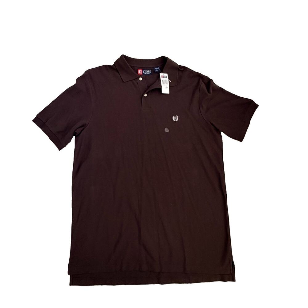 New Chaps Ralph Lauren Mens Brown Pique Logo Shirt Mens XLT Preppy Classic